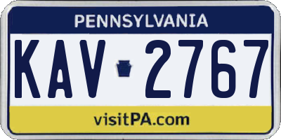PA license plate KAV2767
