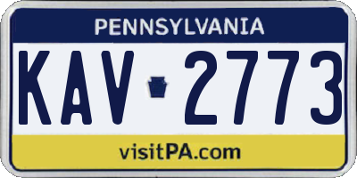 PA license plate KAV2773