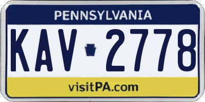 PA license plate KAV2778