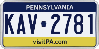 PA license plate KAV2781