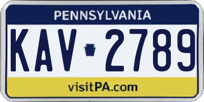 PA license plate KAV2789