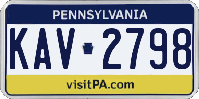 PA license plate KAV2798