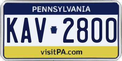 PA license plate KAV2800