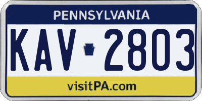 PA license plate KAV2803