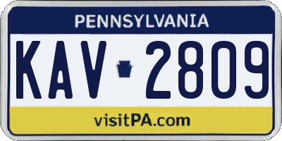 PA license plate KAV2809
