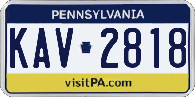 PA license plate KAV2818