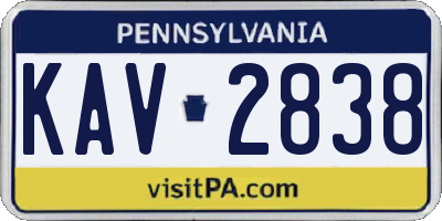 PA license plate KAV2838