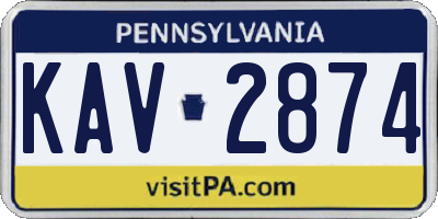 PA license plate KAV2874