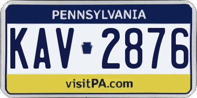 PA license plate KAV2876