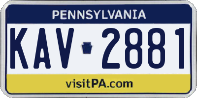 PA license plate KAV2881