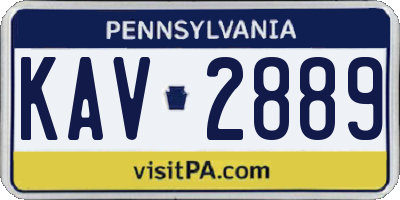 PA license plate KAV2889