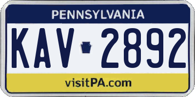 PA license plate KAV2892