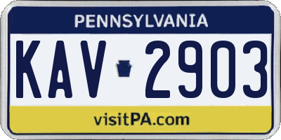 PA license plate KAV2903