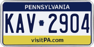 PA license plate KAV2904
