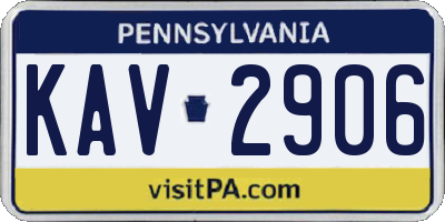 PA license plate KAV2906