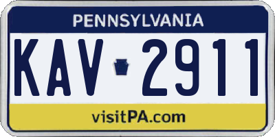 PA license plate KAV2911