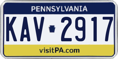 PA license plate KAV2917