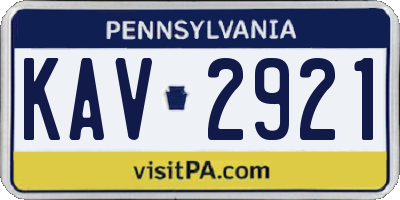 PA license plate KAV2921