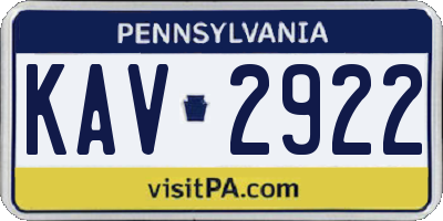 PA license plate KAV2922