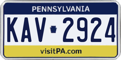 PA license plate KAV2924