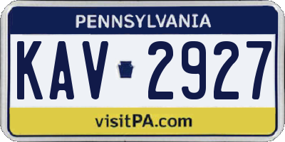PA license plate KAV2927