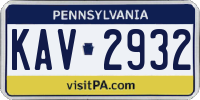 PA license plate KAV2932