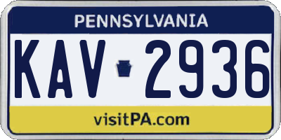 PA license plate KAV2936