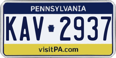 PA license plate KAV2937