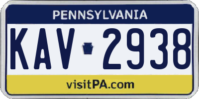 PA license plate KAV2938