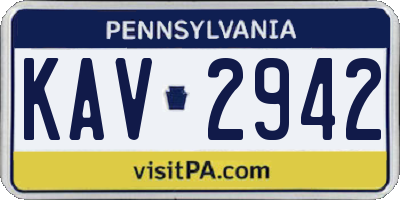 PA license plate KAV2942