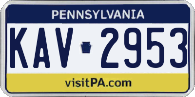 PA license plate KAV2953