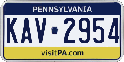 PA license plate KAV2954