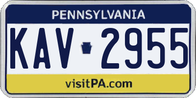 PA license plate KAV2955