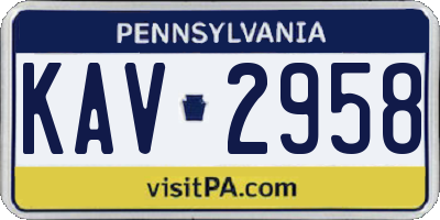 PA license plate KAV2958
