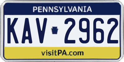 PA license plate KAV2962