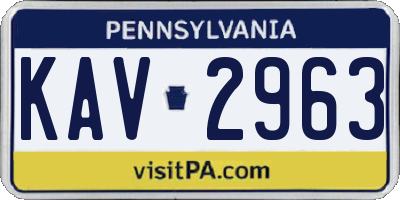 PA license plate KAV2963