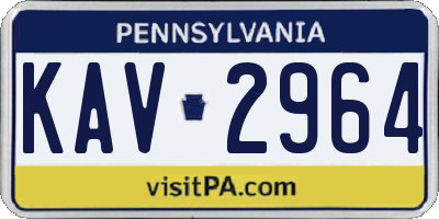 PA license plate KAV2964