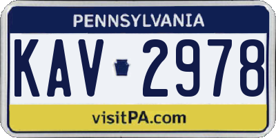 PA license plate KAV2978