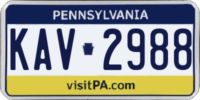 PA license plate KAV2988