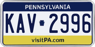 PA license plate KAV2996