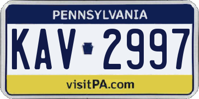 PA license plate KAV2997