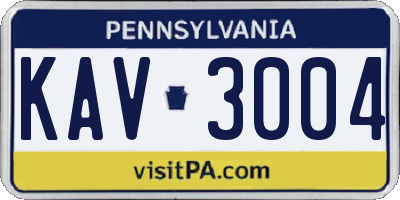 PA license plate KAV3004