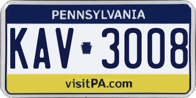 PA license plate KAV3008