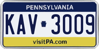 PA license plate KAV3009