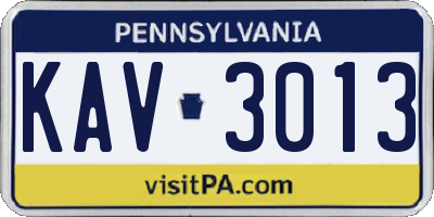 PA license plate KAV3013