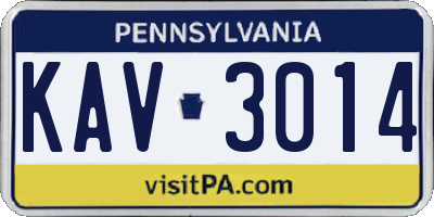 PA license plate KAV3014