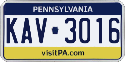 PA license plate KAV3016