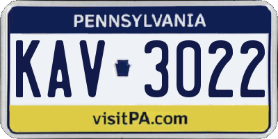 PA license plate KAV3022