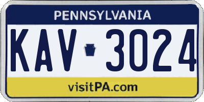 PA license plate KAV3024