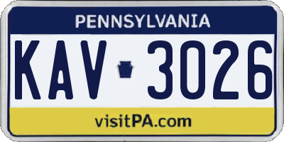 PA license plate KAV3026